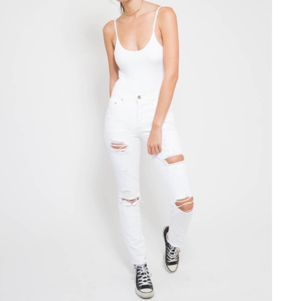 GRLFRND Karolina White Distressed jeans